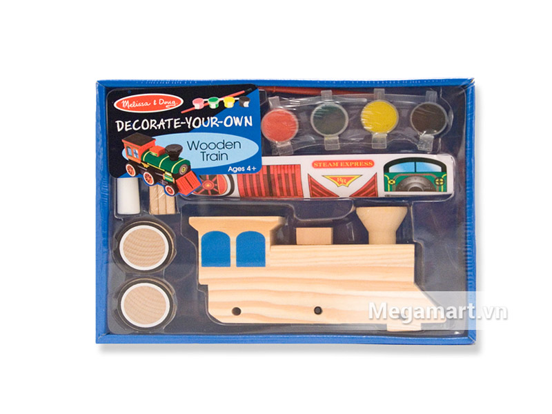 Melissa & Doug Bộ tô màu và thiết kế tàu hỏa hơi nước - bằng gỗ