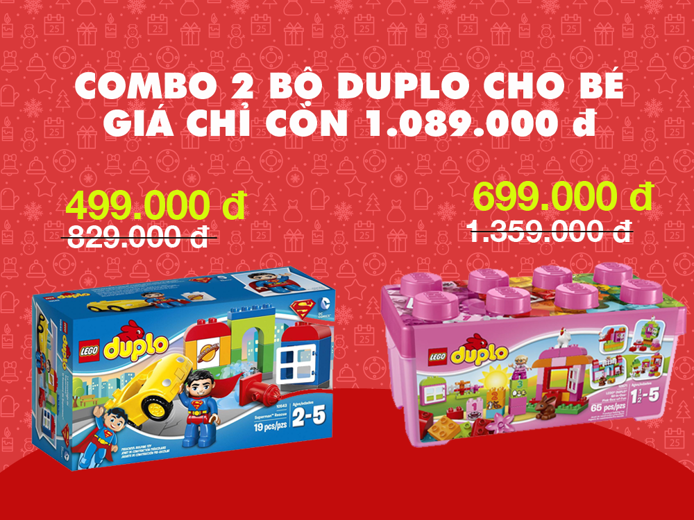 Chương trình Noel Megamart 2015 rộn ràng mùa giảm giá cuối năm - Combo Lego Duplo 10543 - Siêu Nhân Giải Cứu + Lego Duplo 10571 - Trang trại màu hồng