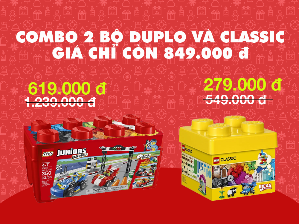 Chương trình Noel Megamart 2015 rộn ràng mùa giảm giá cuối năm - Lego Juniors 10673 - Đường Đua Nghẹt Thở + Lego Classic 10692 - Thùng gạch sáng tạo nhỏ