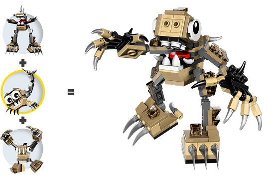 Lego Mixels 41522 - Sinh Vật SCORPI có thể kết hợp với các dòng Lego Mixels khác để thành sinh vật mới