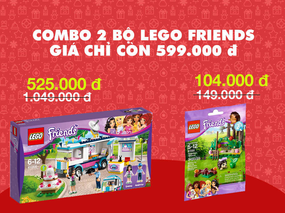 Chương trình Noel Megamart 2015 rộn ràng mùa giảm giá cuối năm - Combo Lego Friends 41056 - Xe Thông Tin Thành Phố + Lego Friends 41020 - Hang Nhím