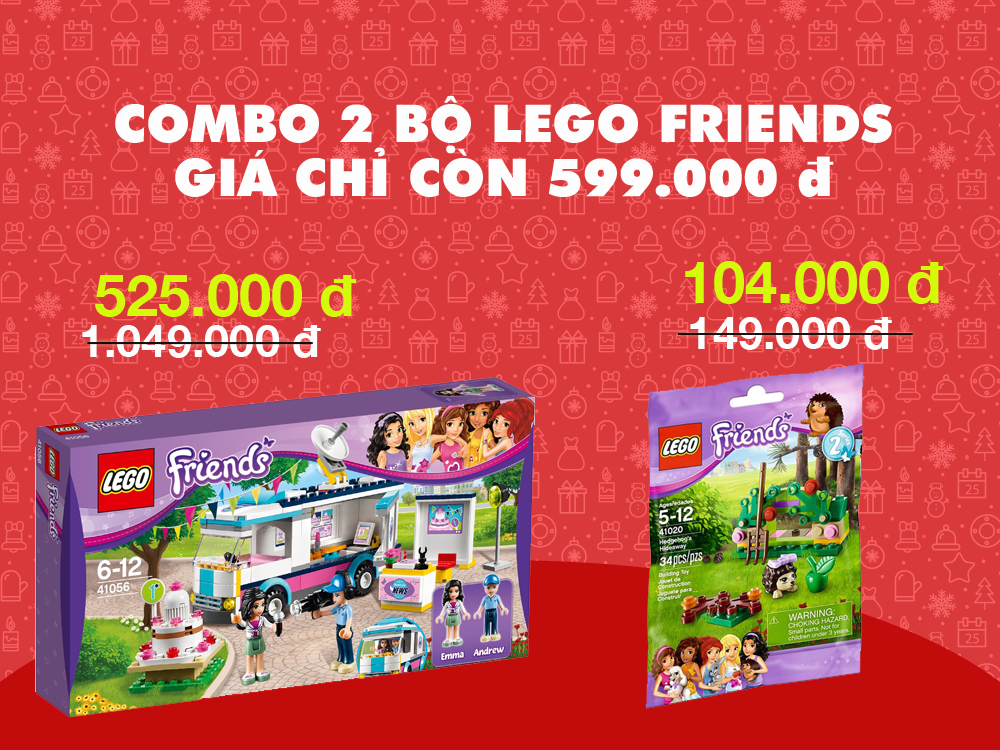 Chương trình Noel Megamart 2015 rộn ràng mùa giảm giá cuối năm - Combo Lego Friends 41056 - Xe Thông Tin Thành Phố + Lego Friends 41020 - Hang Nhím