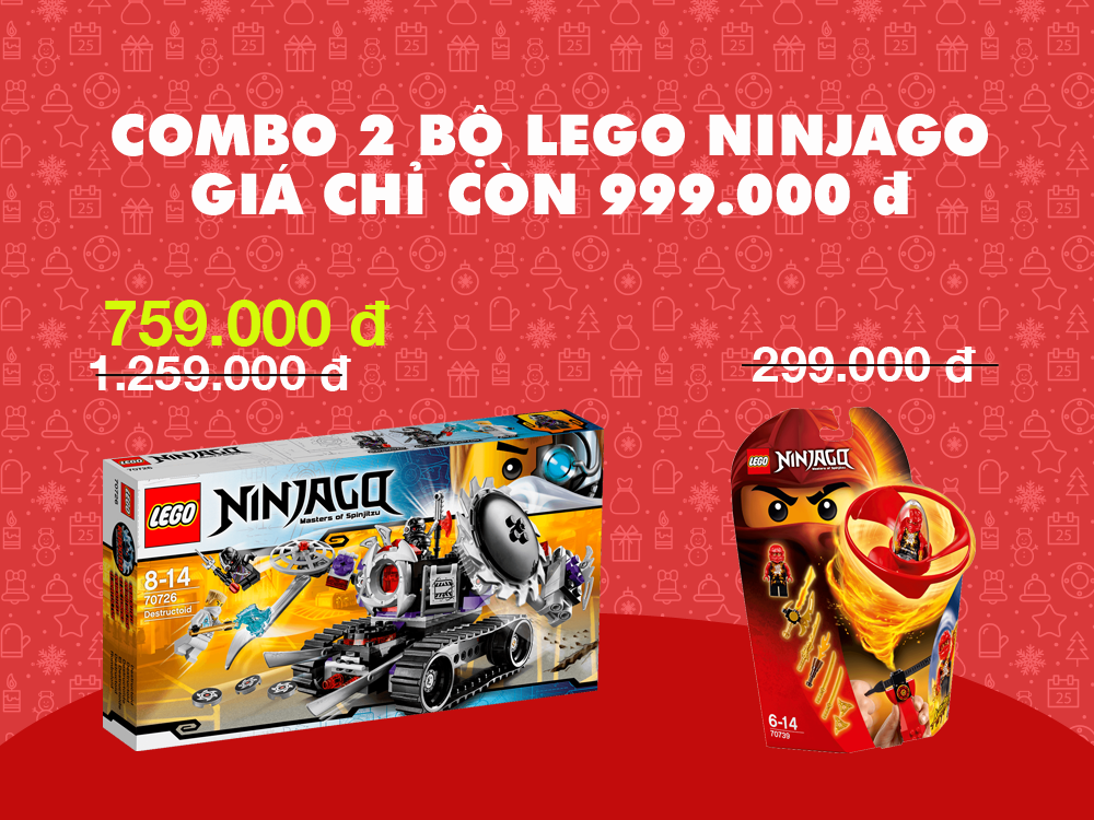 Chương trình Noel Megamart 2015 rộn ràng mùa giảm giá cuối năm - Lego Ninjago 70726 - Cỗ Máy Hủy Diệt + Lego Ninjago 70739 - Lốc Xoáy Trên Không của Kai