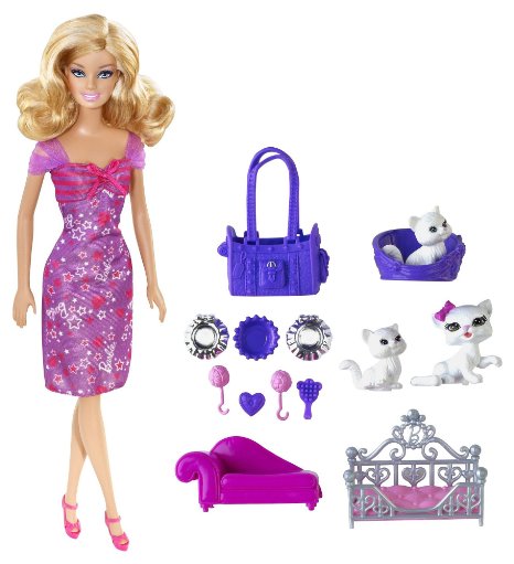 Barbie và mèo cưng mang lại cảm giác hứng thú cho bé khi chơi