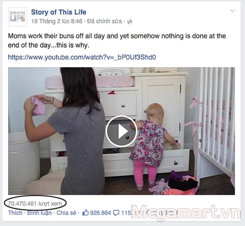 Clip người mẹ không bao giờ hết việc thu hút hơn 4 triệu lượt xem trên Youtube - Bài đăng trên facebook