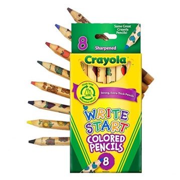 Crayola Bút chì 8 màu loại lớn chắc chắn, chất liệu an toàn với trẻ nhỏ