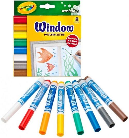 Crayola Bút lông 8 màu vẽ được lên mặt kính - tẩy rửa được thiết kế thông minh