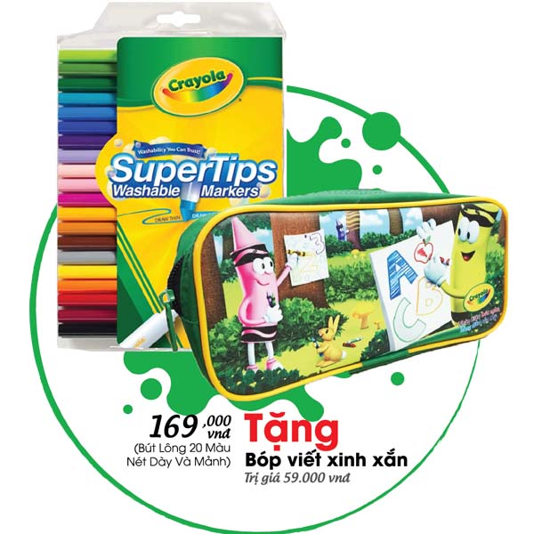 Chương trình Noel Megamart 2015 rộn ràng mùa giảm giá cuối năm - Crayola Combo Bút lông 20 màu và bóp viết Crayola