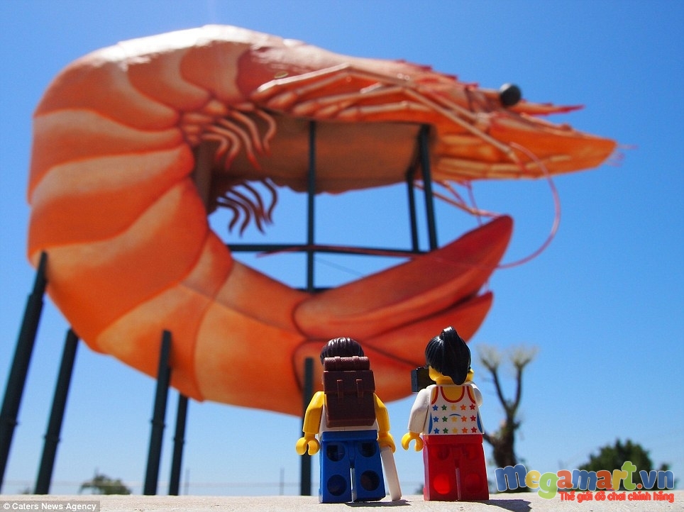 Hình ảnh cặp đôi chụp cùng con tôm khổng lồ ở Úc