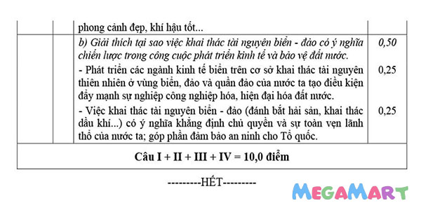 Đáp án đề thi THPT Quốc gia môn Địa Lý 2016-2