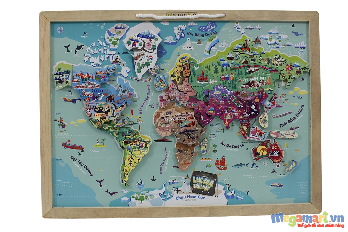 Bộ Klap Bản đồ thế giới - Lục địa trôi dạt làm từ gỗ được khá nhiều bé yêu thích Những kiến thức và tư duy về địa lý có thể mang đến cho bé nhiều giá trị bất ngờ m