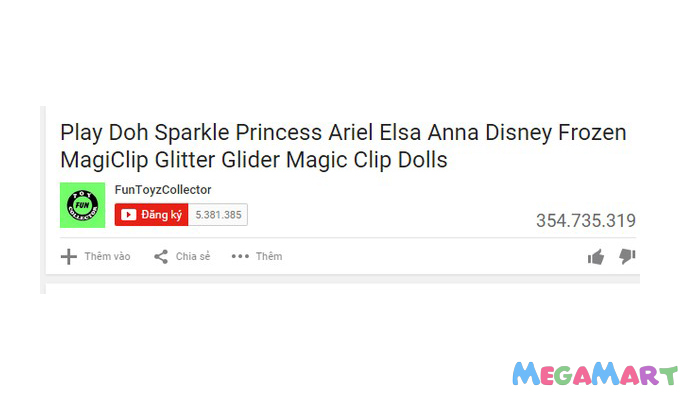 Video có lượt xem nhiều nhất lên đến hơn 300 triệu lượt xem