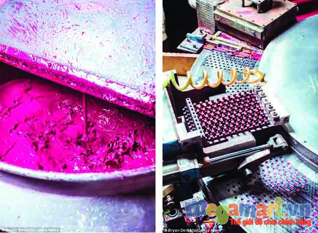 Khám phá nhà máy sản xuất bút màu Crayola đầy màu sắc - Với màu hồng của paraffin được trộn lẫn với nhau và nặn thành những cây bút chì màu hồng đậm