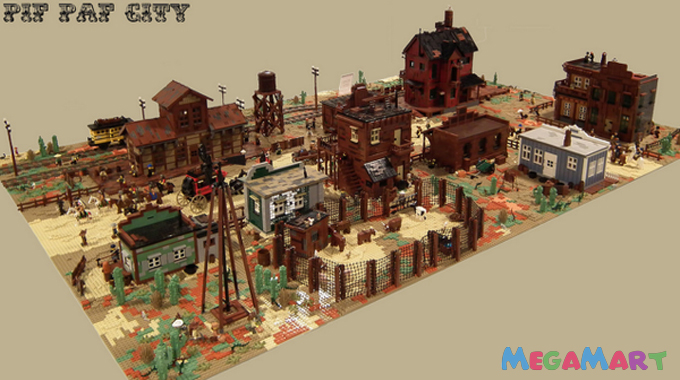 Khung cảnh thị trấn miền Tây được làm từ Lego