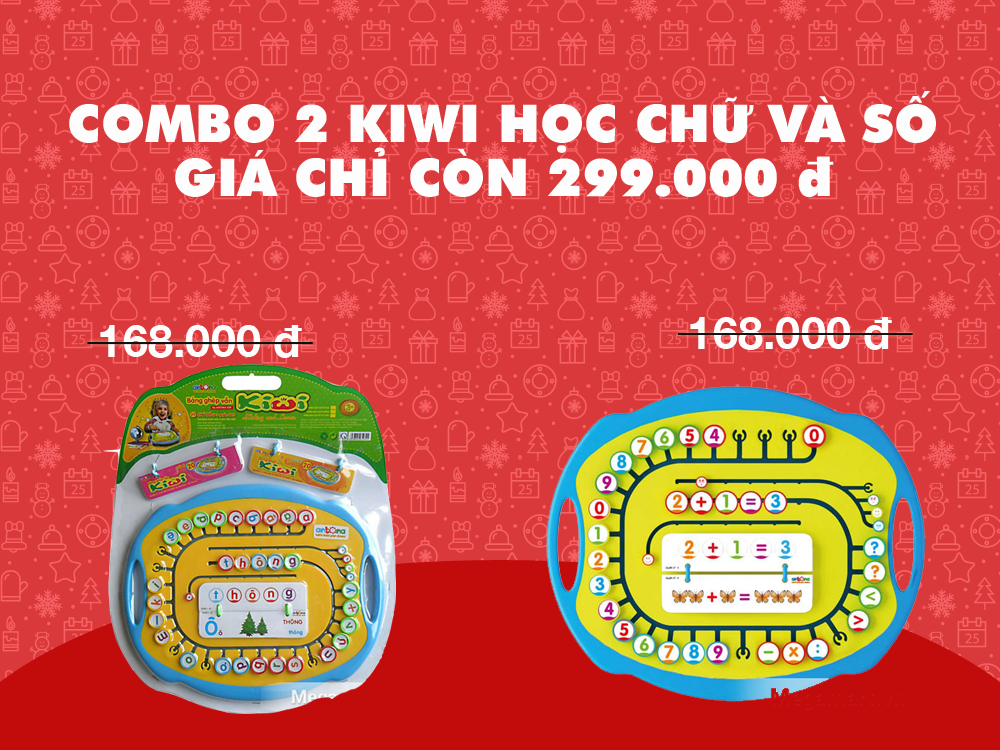 Chương trình Noel Megamart 2015 rộn ràng mùa giảm giá cuối năm - Combo Antona Kiwi chữ thường M2 - Hộp meca + Antona Kiwi Toán - Hộp meca