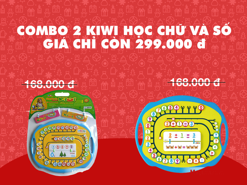 Chương trình Noel Megamart 2015 rộn ràng mùa giảm giá cuối năm - Combo  Antona Kiwi chữ thường M2 - Hộp meca + Antona Kiwi Toán - Hộp meca