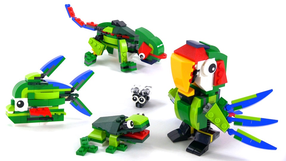 Các con vật có thể lắp ghép trong Lego Creator 31031 - Động Vật Rừng Nhiệt Đới