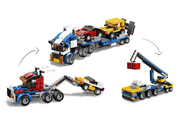 Bé cùng tham gia vận chuyển với 3 mô hình xe trong bộ xếp hình Lego Creator 31033 - Vận Chuyển Xe Hơi nhé