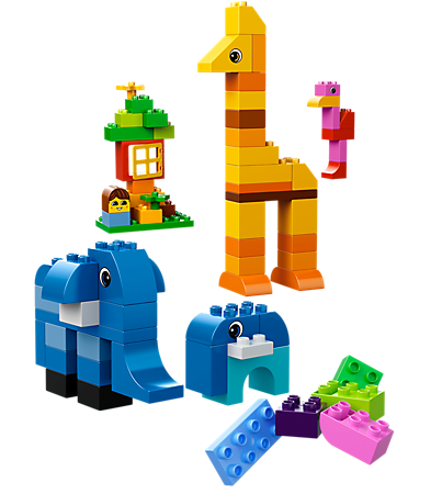 Hình ảnh các con vật có trong bộ xếp hình Lego Duplo 10557 - Thùng gạch sáng tạo