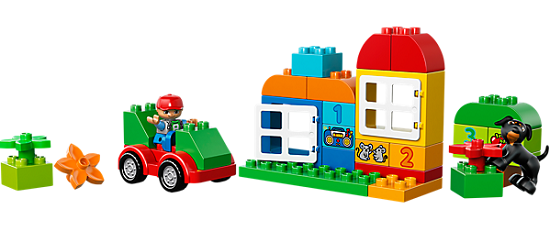 Chiếc xe, ngôi nhà là những hình ảnh quen thuộc trong bộ Lego Duplo 10572