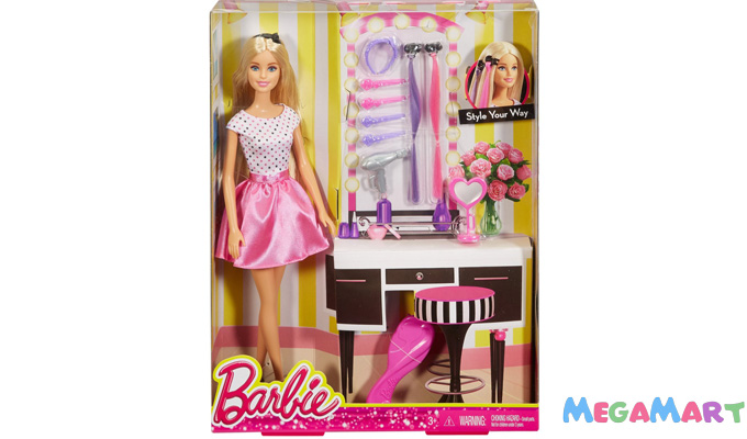 Bộ Barbie Thời trang tóc và phụ kiện tuyệt đẹp dành cho các bé gái