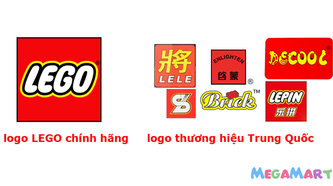 Phân biệt Lego chính hãng và các phiên bản nhái Lego - Phân biệt logo của Lego chính hãng với các thương hiệu Lego Trung Quốc