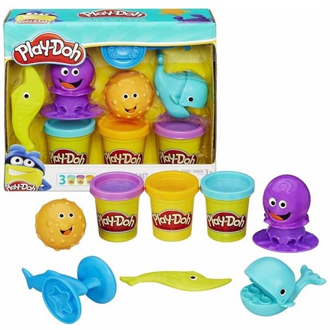 Play-Doh B1378 - Sắc màu đại dương có 3 hộp đất nặn và 5 khuôn hình ngộ nghĩnh