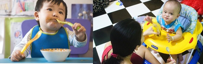 Trẻ Nhật đã được bố mẹ dạy tự cầm thìa ăn từ nhỏ