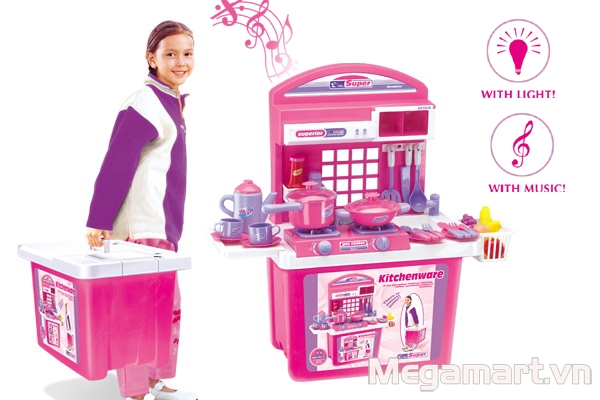 Top những bộ đồ chơi nấu ăn mà bé gái nào cũng mơ ước - Đồ chơi nấu ăn cao cấp thương hiệu Kitchen có cả đèn và nhạc