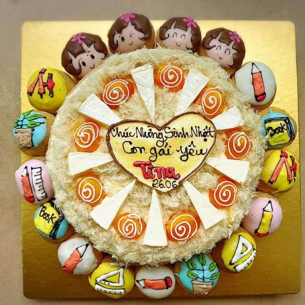 bánh sinh nhật bông lan trứng muối và su kem