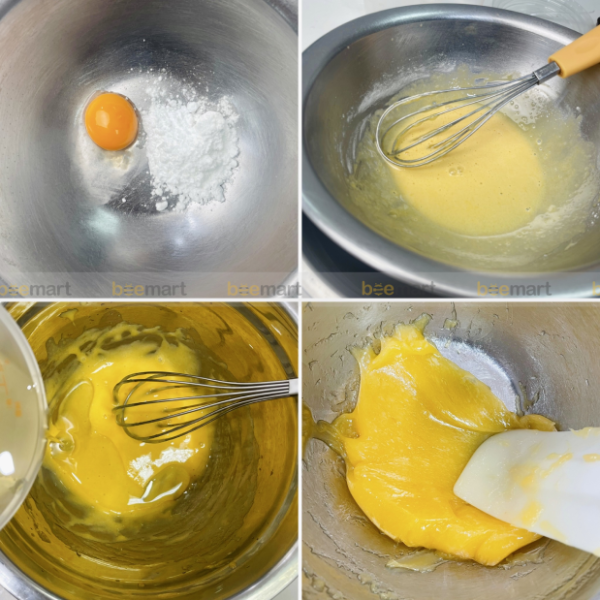 Cách làm bánh bông lan trứng muối bằng nồi chiên không dầu bất bại