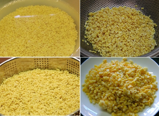 Sơ chế đậu xanh nấu chè bưởi