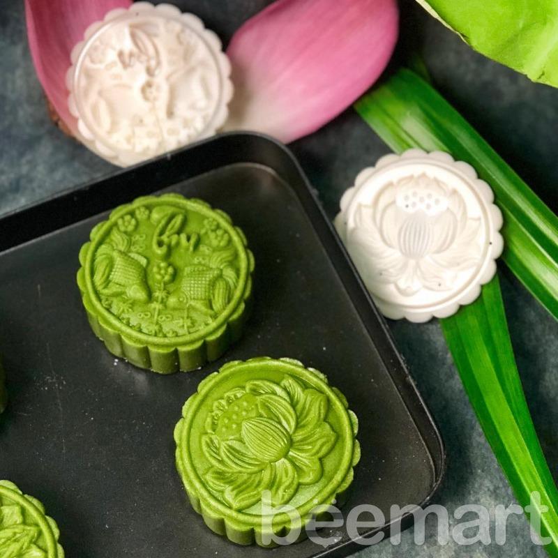 Khuôn trung thu lò xo 150gr 4 mặt hoa sen, cá, thu