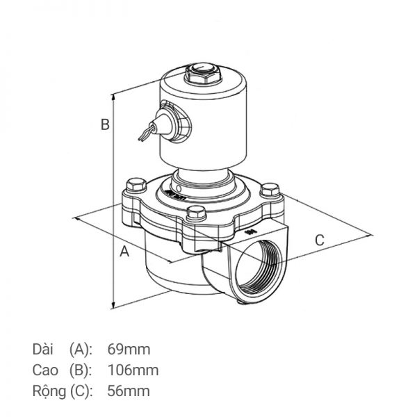 Van điện từ 220VAC phi 21mm