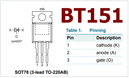 Thyristor BT151-500R TO-220