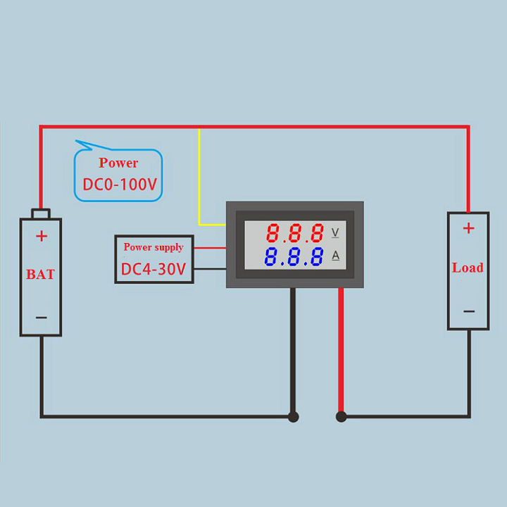 Đồng Hồ LED Đo Dòng, Áp DC 10A (0-100V)