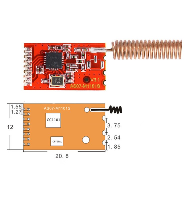 Module Thu Phát RF CC1101 433MHz 1Km SPI ( AS07-M1101S)