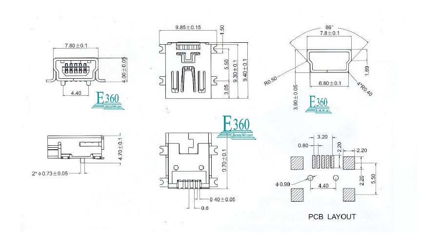 USB MINI 5P SMD (5PCS)