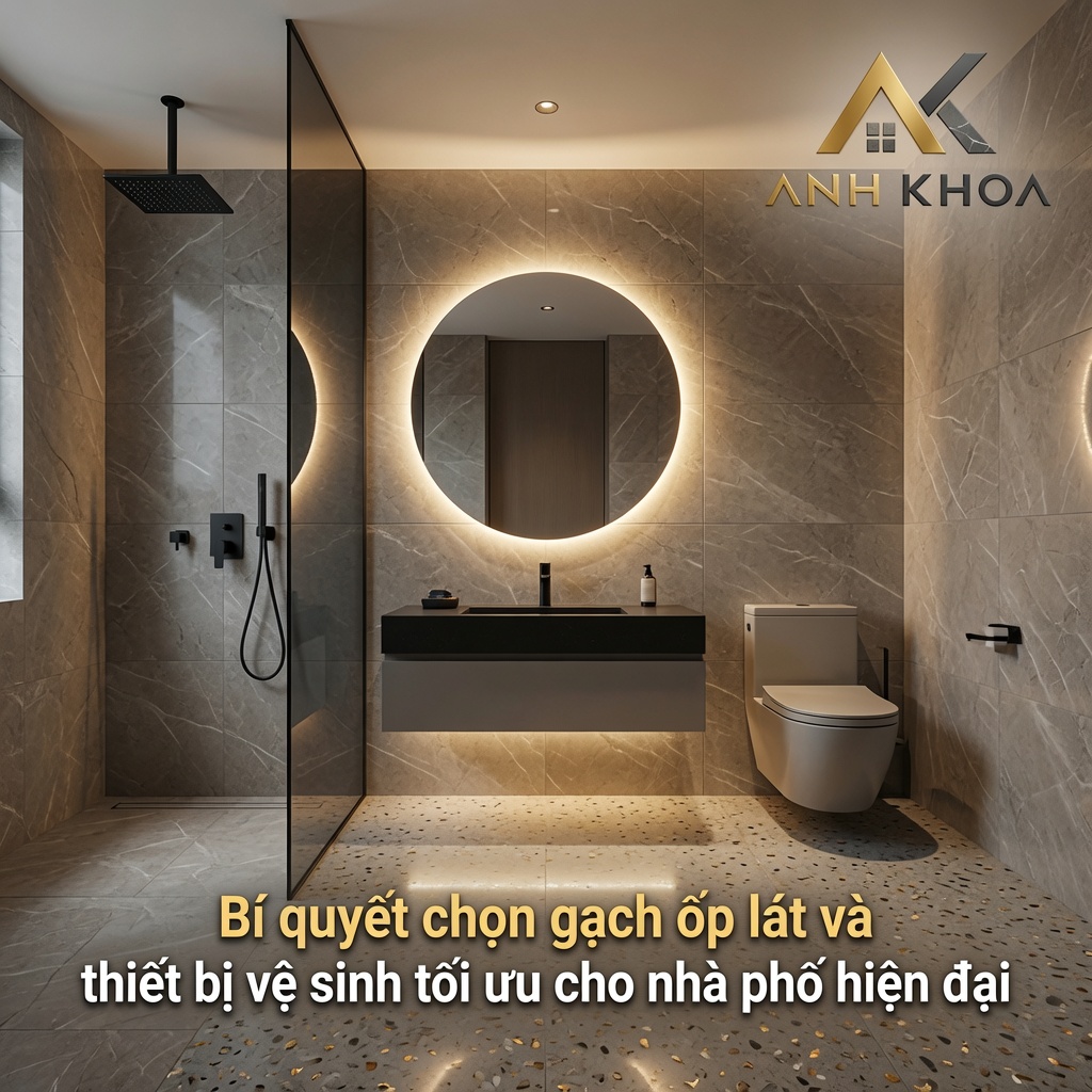 Bí quyết chọn gạch ốp lát và thiết bị vệ sinh tối ưu cho nhà phố hiện đại