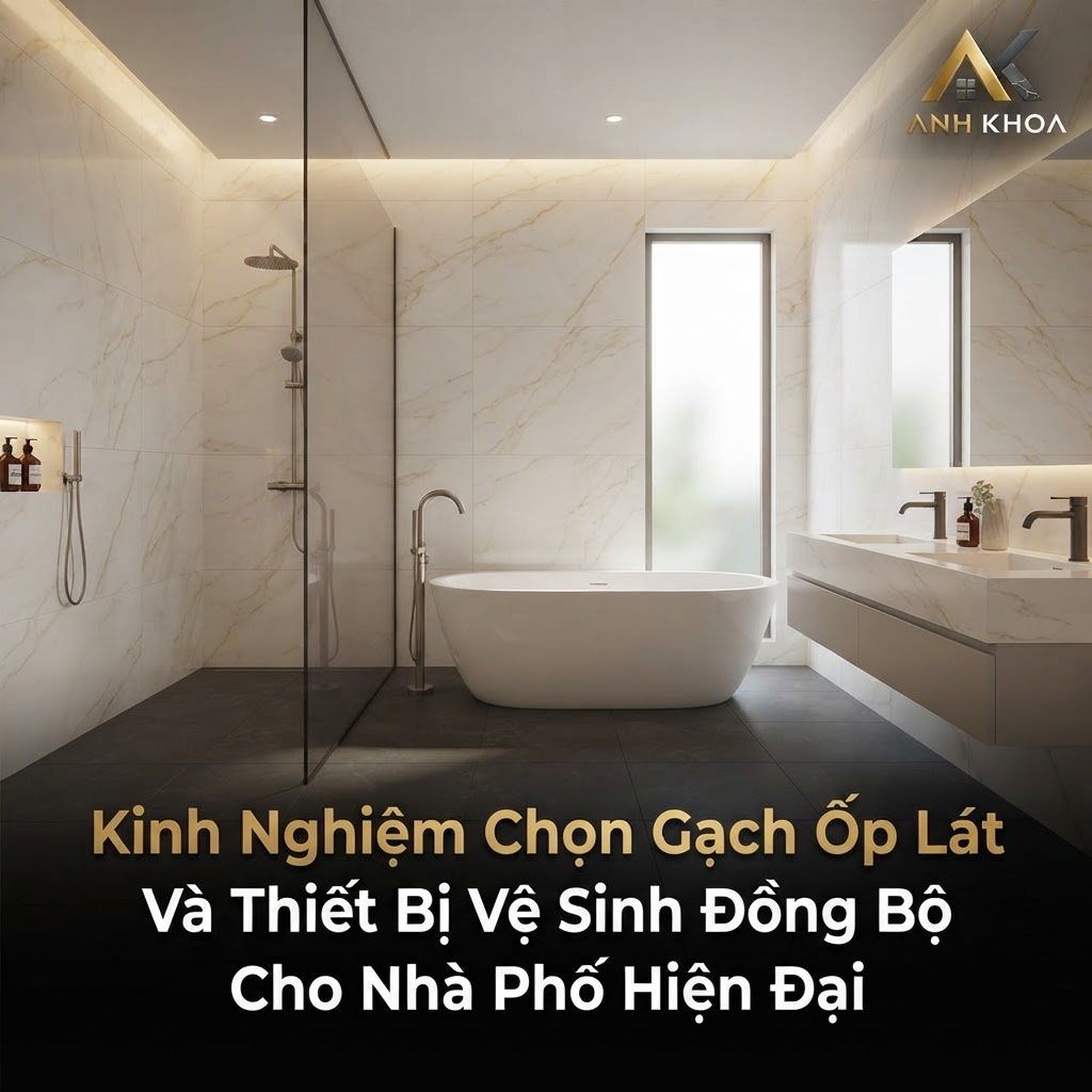 Kinh Nghiệm Chọn Gạch Ốp Lát Và Thiết Bị Vệ Sinh Đồng Bộ Cho Nhà Phố Hiện Đại