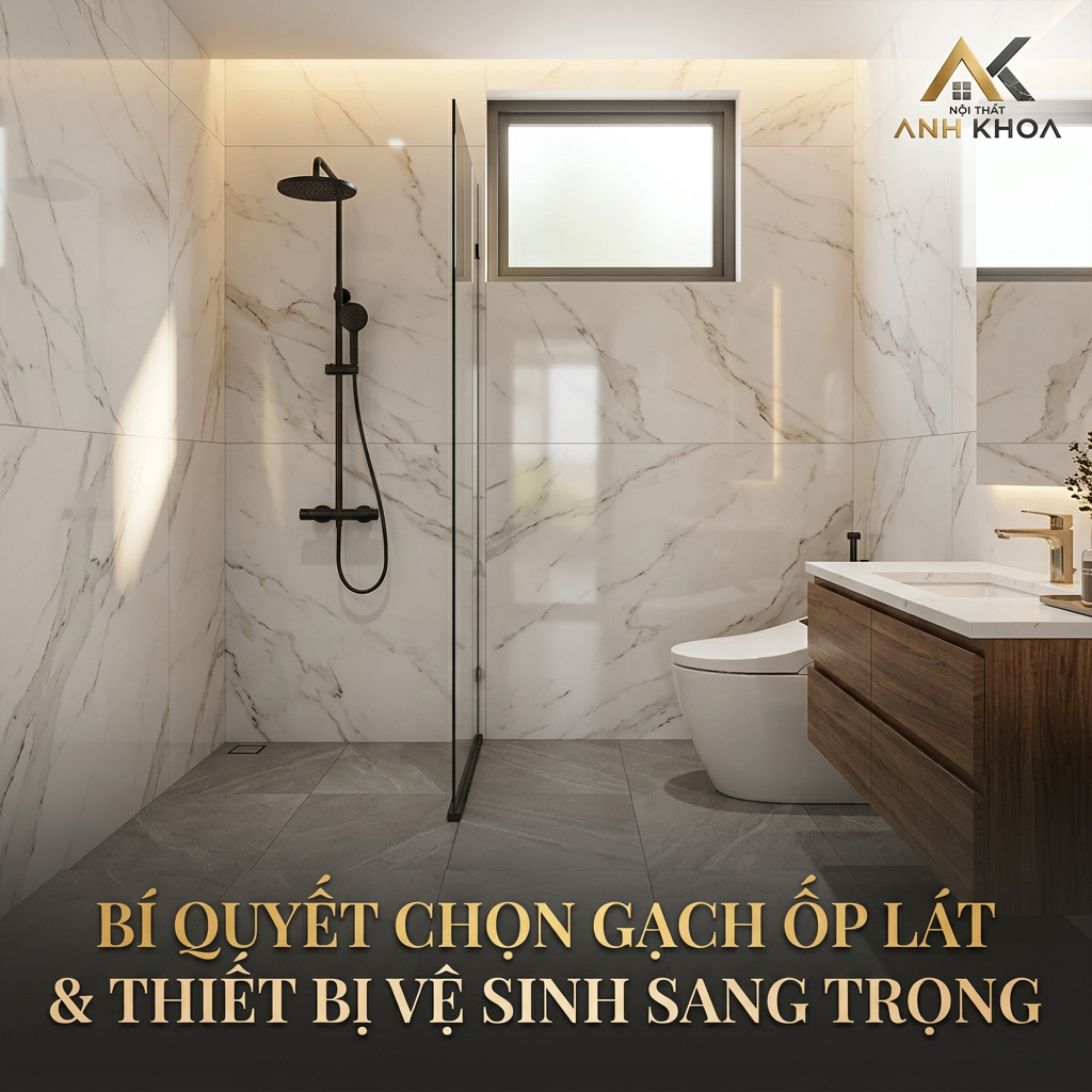 Bí Quyết Chọn Gạch Ốp Lát Phòng Tắm Chống Trơn Và Thiết Bị Vệ Sinh Sang Trọng Cho Nhà Phố Hiện Đại