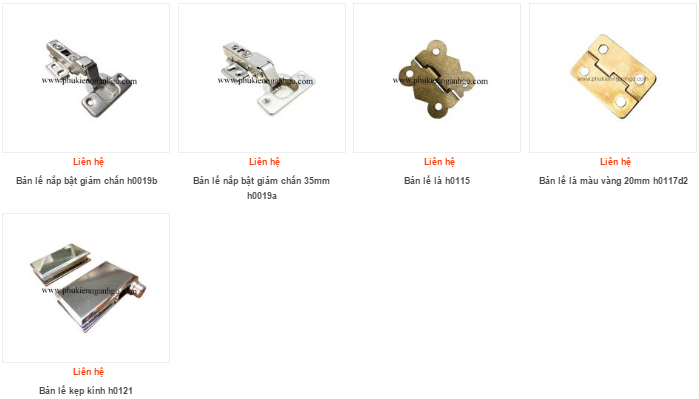 Các loại bản lề cửa đi - bản lề cửa tủ - bản lề giảm chấn - bản lề lá