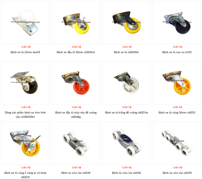 Các loại bánh xe tủ - bánh xe đẩy công nghiệp