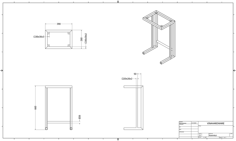 Gia công khung bàn chữ U / U table frame