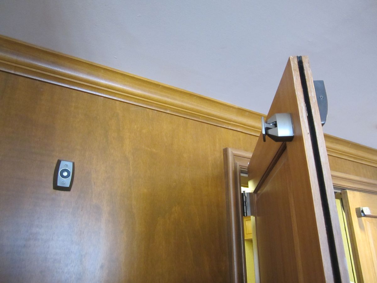 Door-stopper in unusual position