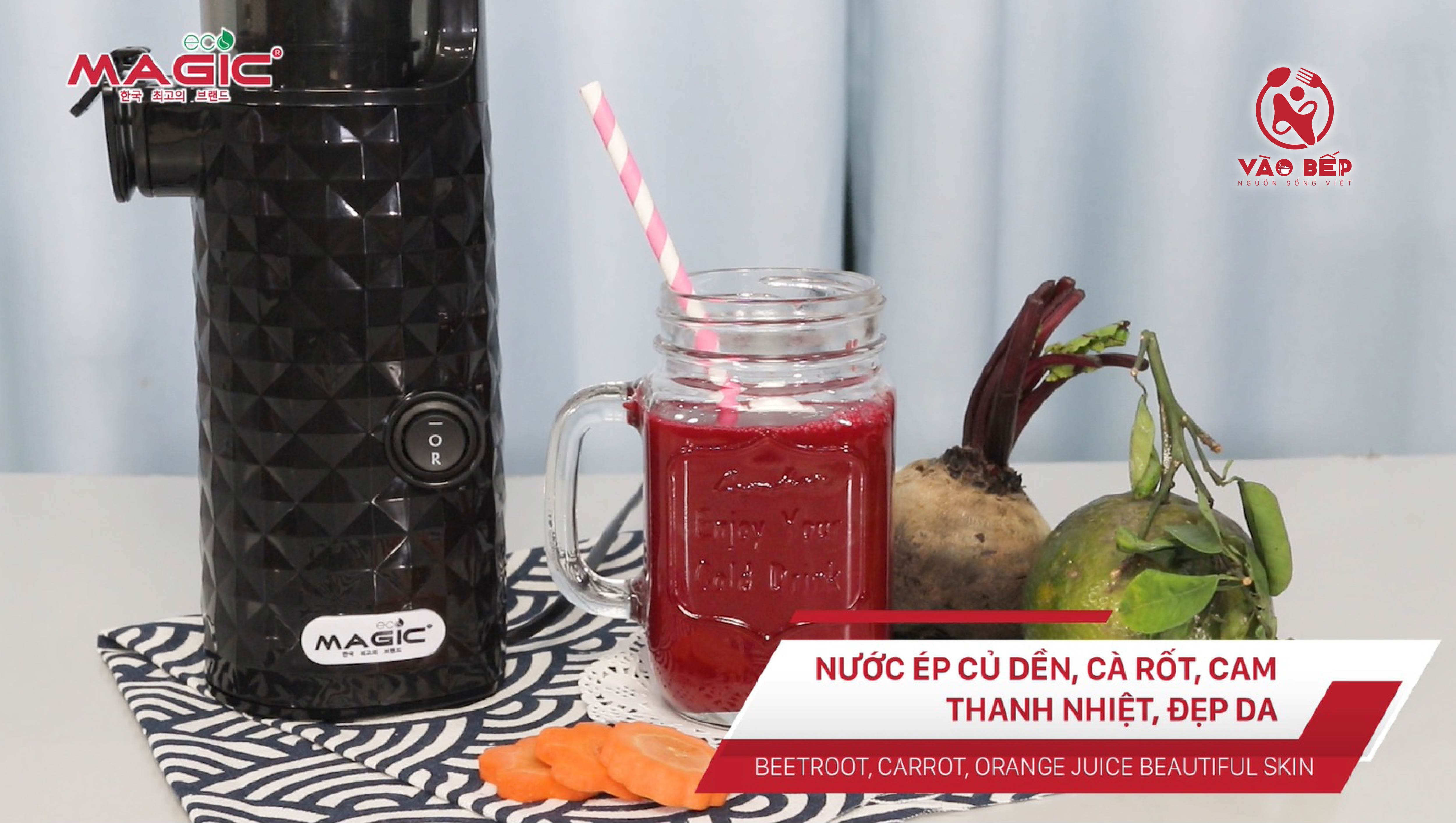 Nước ép củ dền, cà rốt, cam thanh nhiệt, đẹp da - Máy ép chậm Magic Eco AC-130