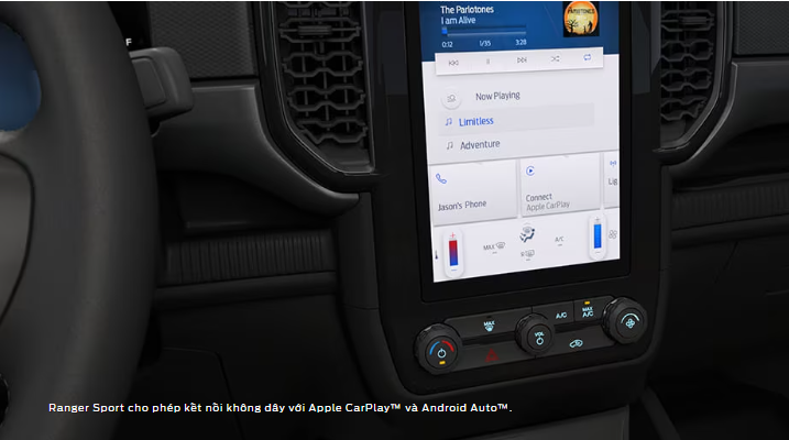 Ranger Sport kết nối Apple Carplay và Androi Auto