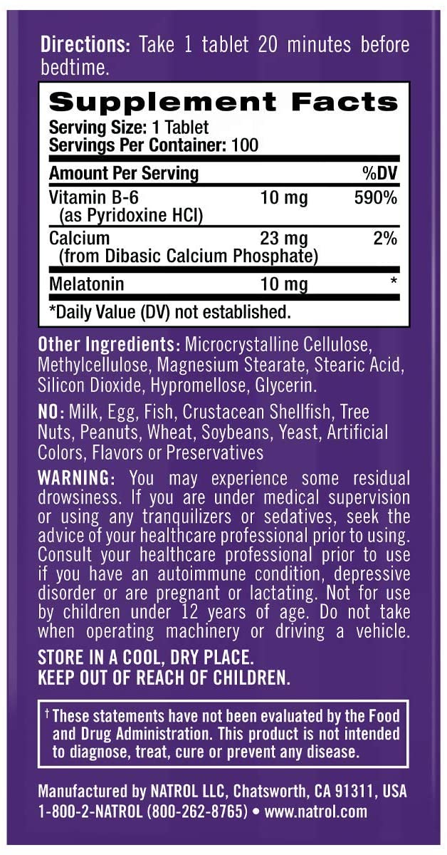 Natrol-Melatonin-nutrition-fact-gymstore