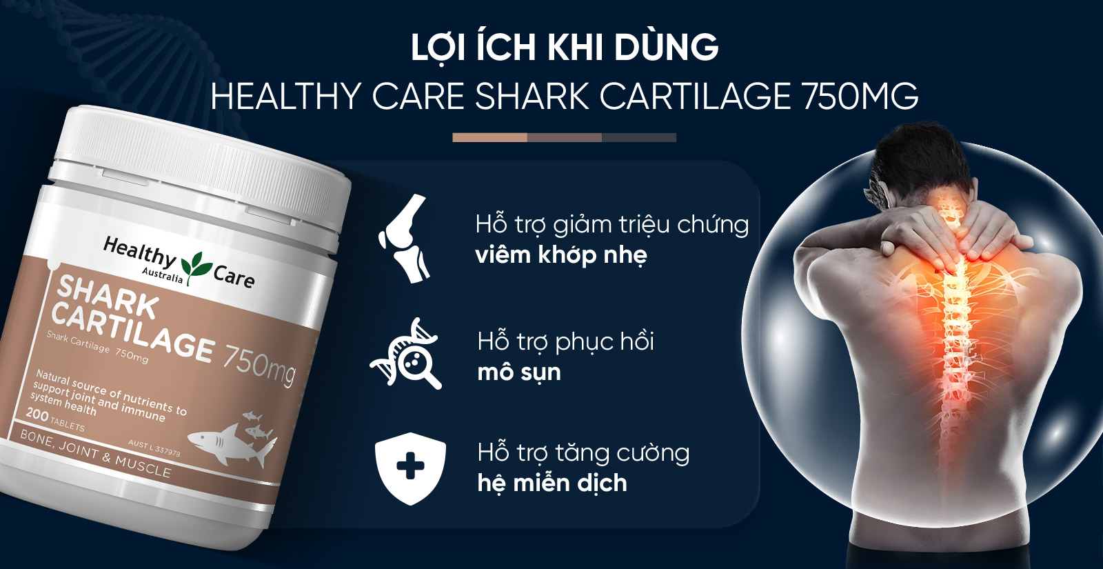 Healthy Shark Cartilage 750mg Lợi Ích