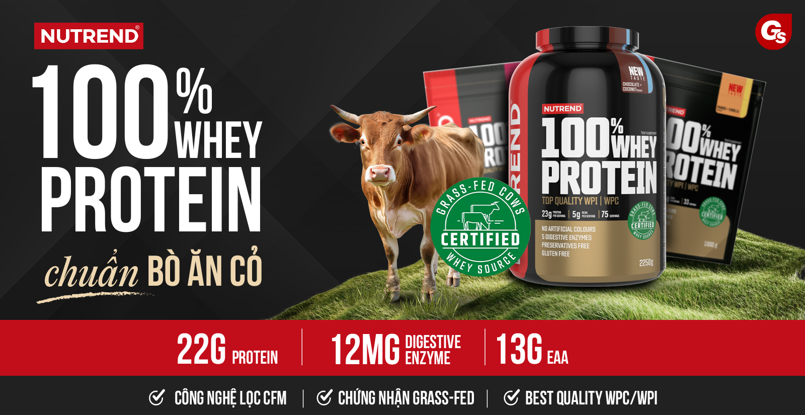 Nutrend Whey Protein chuẩn bò ăn cỏ